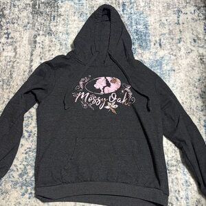 Mossy Oak Charcoal Hoodie with Pink Emblem